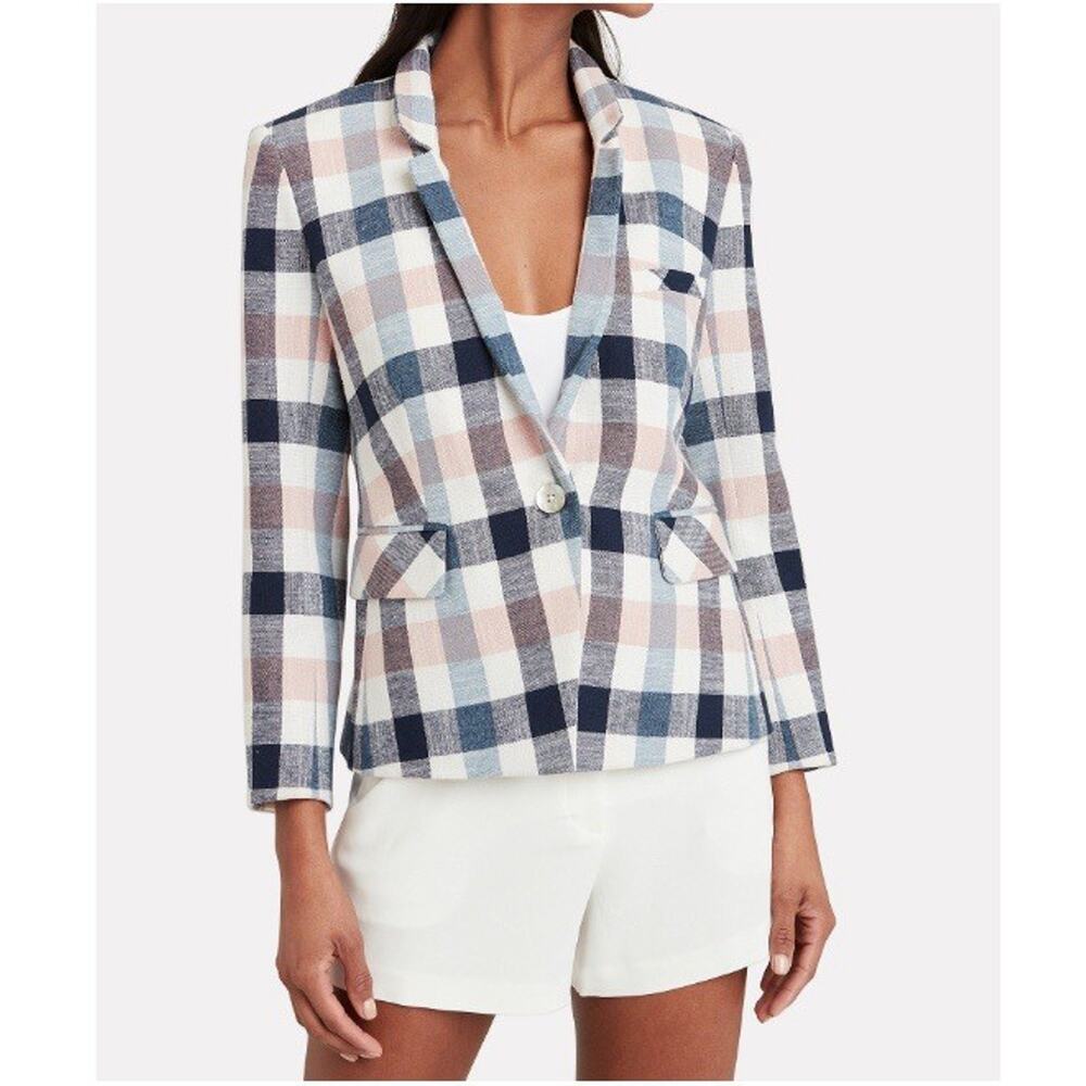 Veronica Beard Plaid Upcollar Schoolboy Dickey Blazer Jacket Size 2